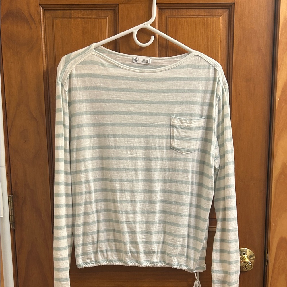 Carve Designs Cinched Bottom Striped Long Sleeve Top